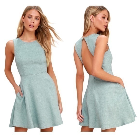 Lulus Dresses & Skirts - Lulu’s Winsome Backless Skater Mini Dress in Mint Blue